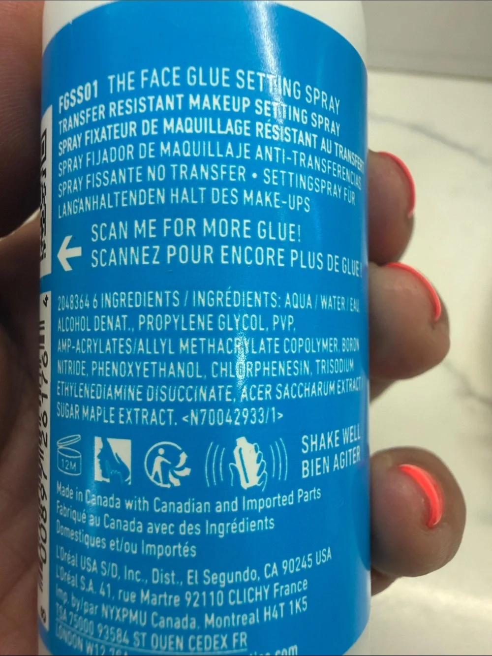 NYX The Face Glue Setting Spray — Pink & Blue Bottle